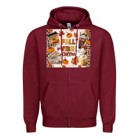 Burgundy fall vibes coffee Zipper Hoodie - MaliasSmallBusiness