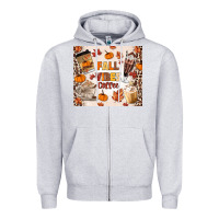 Heather Grey fall vibes coffee Zipper Hoodie - MaliasSmallBusiness