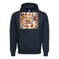 Navy fall vibes coffee Zipper Hoodie - MaliasSmallBusiness