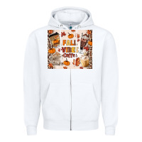 White fall vibes coffee Zipper Hoodie - MaliasSmallBusiness