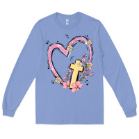 Colony Blue heart cross Long Sleeve Tee - MaliasSmallBusiness