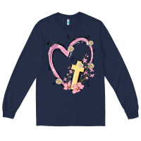 Navy heart cross Long Sleeve Tee - MaliasSmallBusiness