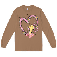 Toasted Coconut heart cross Long Sleeve Tee - MaliasSmallBusiness