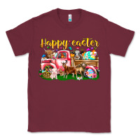 Burgundy Happy Easter Animal Car Classic Tee - CowhideDigitalArt