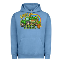 Pigment Pebble Blue Loads of luck tractor Urban Hoodie - CowGirlArtShop