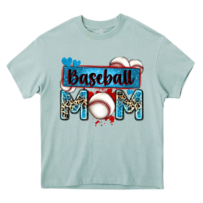 Baseball Mom With Leopard Heavy Core Tee by Zillion Design Studio | Teevron