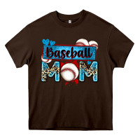 Chocolate Brown baseball mom with leopard Heavy Core Tee - Zillion Design Studio