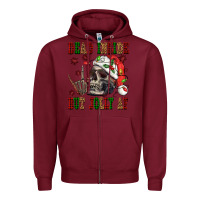 Burgundy Dead inside but jolly af Zipper Hoodie - NancyCooperArtShop
