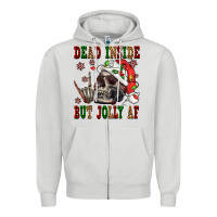 Dove Grey Dead inside but jolly af Zipper Hoodie - NancyCooperArtShop
