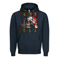 Navy Dead inside but jolly af Zipper Hoodie - NancyCooperArtShop