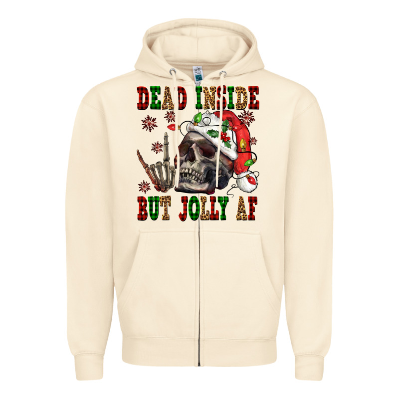 Dead Inside But Jolly Af Zipper Hoodie by NancyCooperArtShop | Teevron