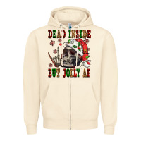 Sandshell Dead inside but jolly af Zipper Hoodie - NancyCooperArtShop
