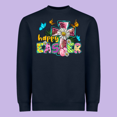 Happy Easter Cross Heavyweight Sweatshirt Designed By Barkaloodesign