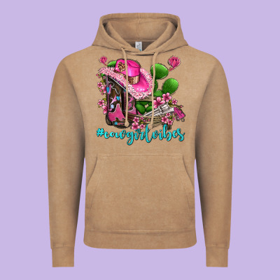 Cowgirl Vibes With Boots And Gun Vintage Hoodie Designed By Adodesignshop