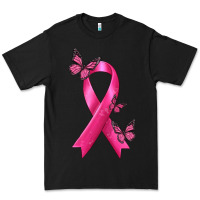 Black Breast Cancer Ribbon with Butterfly Premium Tee - texasbilliewilder