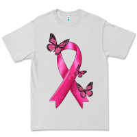 Dove Grey Breast Cancer Ribbon with Butterfly Premium Tee - texasbilliewilder