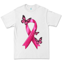 White Breast Cancer Ribbon with Butterfly Premium Tee - texasbilliewilder