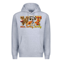 Heather Grey WTF Wine Turkey Family Premium Hoodie - texasbilliewilder