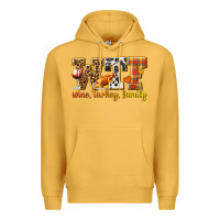 Mustard WTF Wine Turkey Family Premium Hoodie - texasbilliewilder