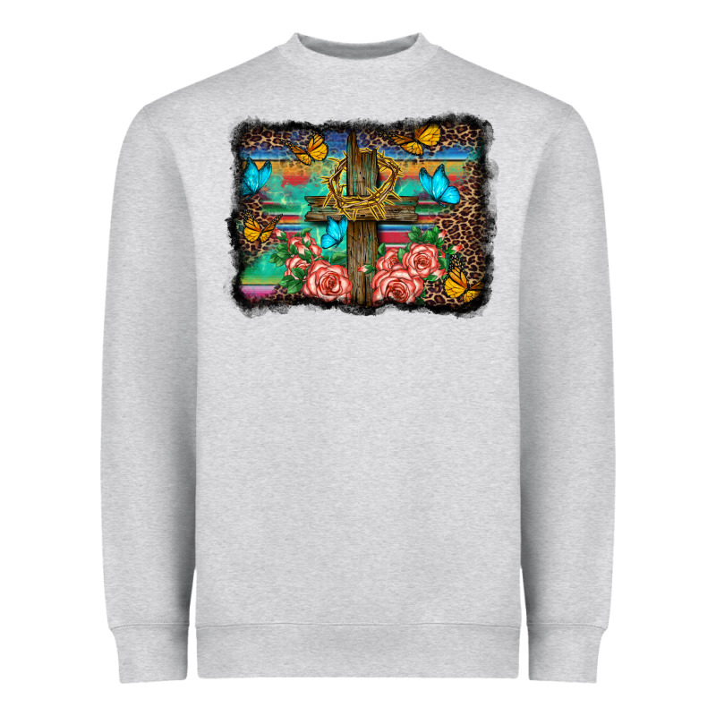 Wooden Cross Background Heavyweight Sweatshirt by BarkalooDesign | Teevron