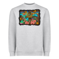 Heather Grey wooden cross background Heavyweight Sweatshirt - BarkalooDesign