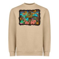 Mushroom wooden cross background Heavyweight Sweatshirt - BarkalooDesign