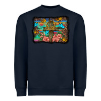 Navy wooden cross background Heavyweight Sweatshirt - BarkalooDesign