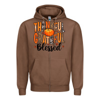 Chestnut Thankful Grateful Blessed Zipper Hoodie - MaliasSmallBusiness