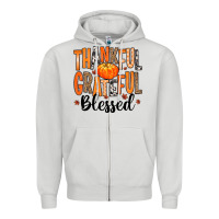 Dove Grey Thankful Grateful Blessed Zipper Hoodie - MaliasSmallBusiness