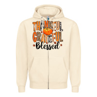 Sandshell Thankful Grateful Blessed Zipper Hoodie - MaliasSmallBusiness