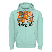 Thankful Grateful Blessed Zipper Hoodie | Teevron