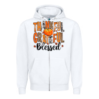 White Thankful Grateful Blessed Zipper Hoodie - MaliasSmallBusiness