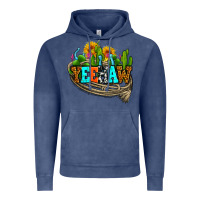 Vintage Denim yeehaw and cactus with horseshoe Vintage Hoodie - AdoDesignShop