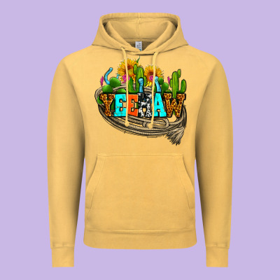 Yeehaw And Cactus With Horseshoe Vintage Hoodie Designed By Adodesignshop