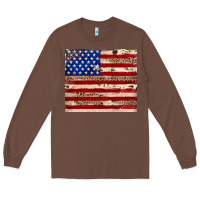Chestnut American flag leopard cowhide Long Sleeve Tee - JahusDesignShop