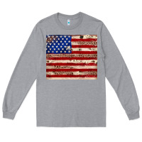 Heather Grey American flag leopard cowhide Long Sleeve Tee - JahusDesignShop