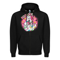 Black boo jee pink christmas ghost Zipper Hoodie - MaliasSmallBusiness