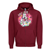 Burgundy boo jee pink christmas ghost Zipper Hoodie - MaliasSmallBusiness