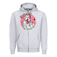 Heather Grey boo jee pink christmas ghost Zipper Hoodie - MaliasSmallBusiness
