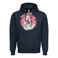 Navy boo jee pink christmas ghost Zipper Hoodie - MaliasSmallBusiness