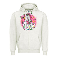 Oatmeal Heather boo jee pink christmas ghost Zipper Hoodie - MaliasSmallBusiness