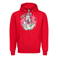 Red boo jee pink christmas ghost Zipper Hoodie - MaliasSmallBusiness