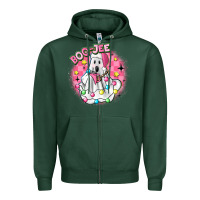 Boo Jee Pink Christmas Ghost Zipper Hoodie | Teevron