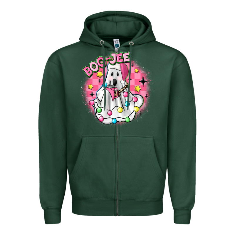 Boo Jee Pink Christmas Ghost Zipper Hoodie by MaliasSmallBusiness | Teevron