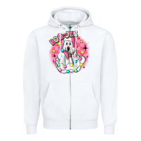White boo jee pink christmas ghost Zipper Hoodie - MaliasSmallBusiness