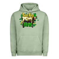 Pigment Oil Green St. Patrick's Day Cow Urban Hoodie - HowdyJamesFarm