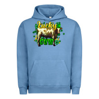 Pigment Pebble Blue St. Patrick's Day Cow Urban Hoodie - HowdyJamesFarm