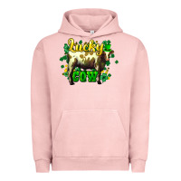 Pigment Salmon St. Patrick's Day Cow Urban Hoodie - HowdyJamesFarm