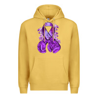 Antique Gold purple ribbon with boxing gloves Premium Hoodie - NancyCooperArtShop