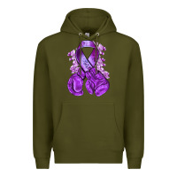 Army Green purple ribbon with boxing gloves Premium Hoodie - NancyCooperArtShop